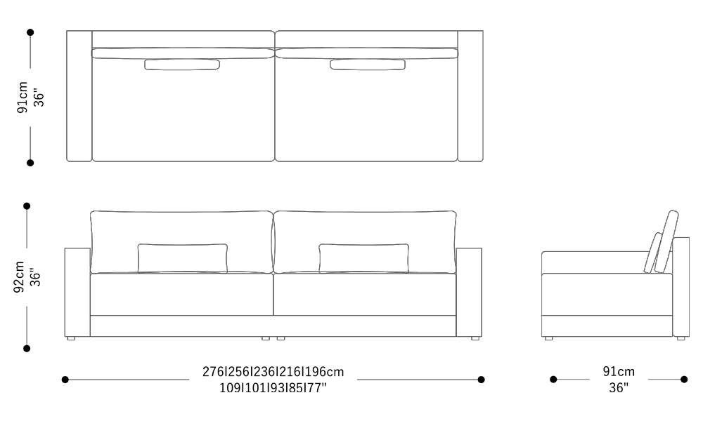 Image of the main dimensions of the product